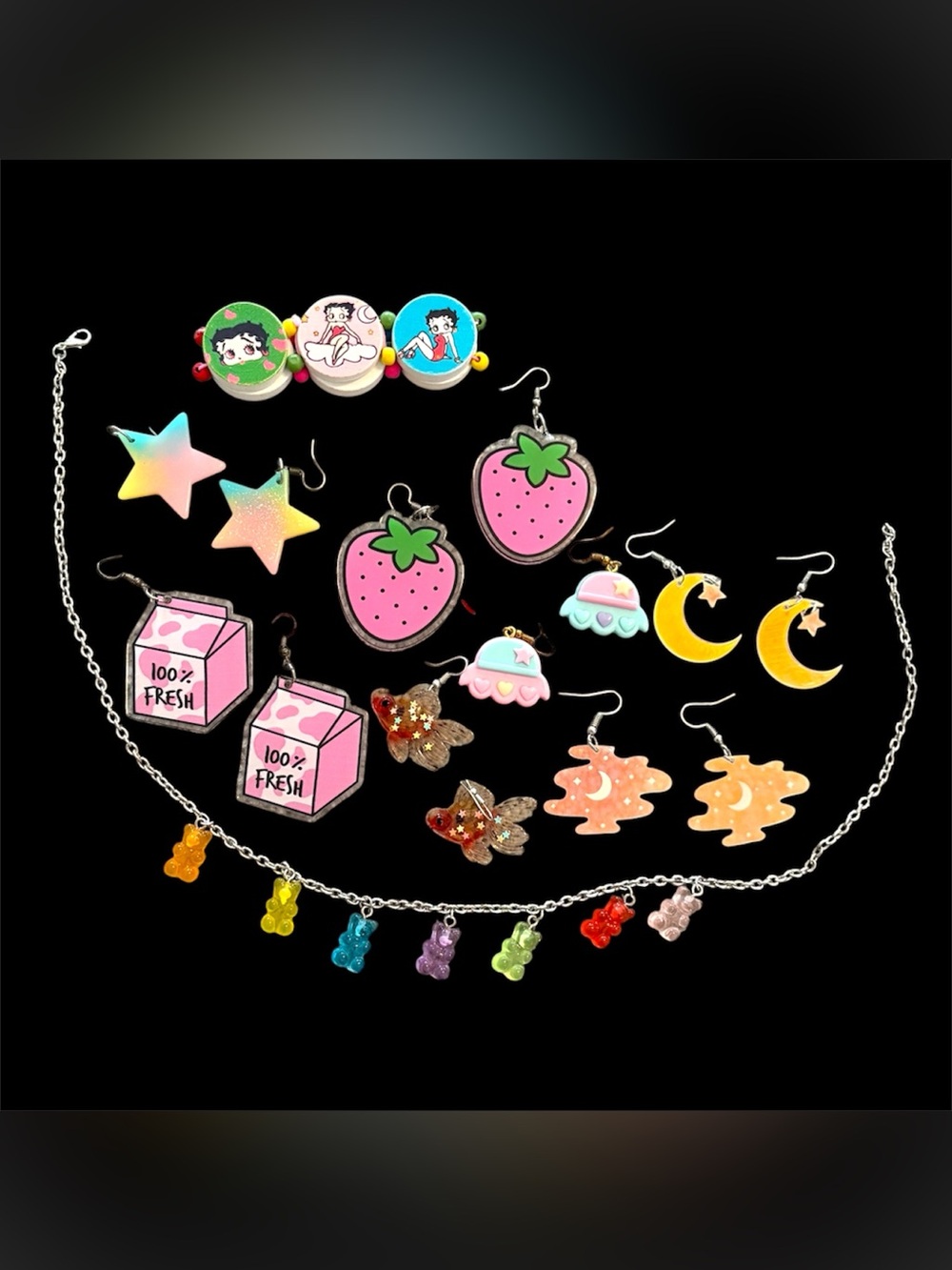 Whimsical Pastel Kawaii Jewelry Set Lot